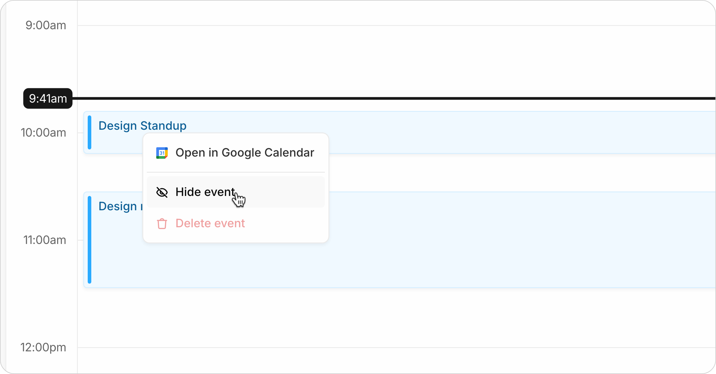 Hide synced calendar events